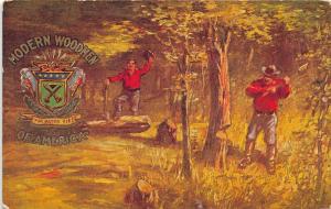 Modern Woodmen Of American Fraternal Masonic c1910 Postcard Lumberjack
