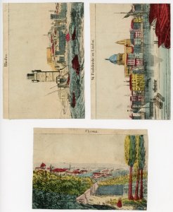 1860s-70s Hand Colored German City Cene Engraved Print lot of 10 #KT