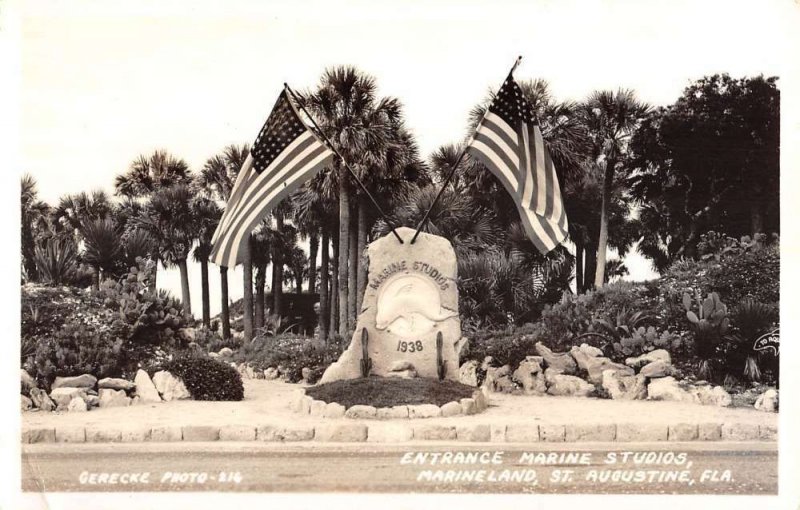 St Augustine Florida Marineland Entrance Real Photo Antique Postcard KK1071