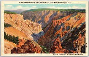Grand Canyon From Grandview Yellowstone National Park Rock Formation Postcard