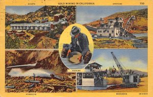 Gold Mining in California Discovery in 1848 View Postcard Backing 