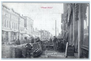 c1910 Flood 1913 Main St Buildings Maimisburg Ohio OH Antique Vintage Postcard 