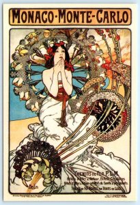 Artist ALPHONSE MUCHA  Art Nouveau Repro MONACO ~ MONTE CARLO  4x6 Postcard