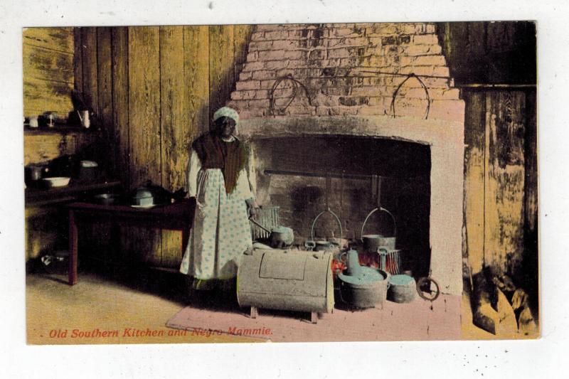  Mint Color Real Picture Postcard Black Americana Old SOuthern Kitchen Mammie