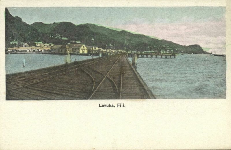 fiji islands, LEVUKA, Railway Bridge, Panorama (1910s)