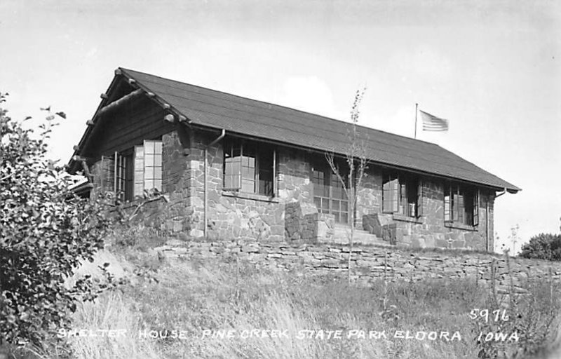 Shelter House Pine Creek State Park, real photo Eldora, Iowa  