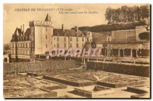 Old Postcard Chateau Villandry southwest XVI century view with Gardens