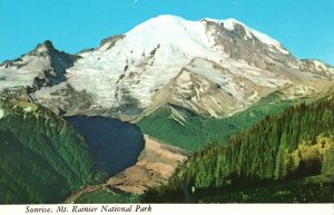 Vintage Postcard Sunrise View Mount Rainier National Park Tipsoo Ashford WA