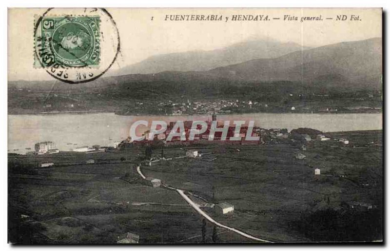 Old Postcard Fuenterrabia Hendaya Vista Generale