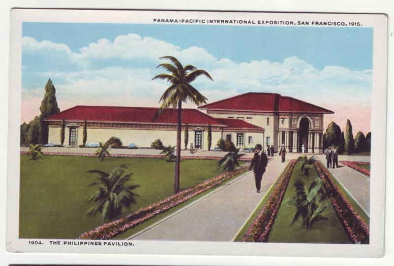 P359 JL, 1915 postcard panama-pacific expo phillipines pavilion san fran calif