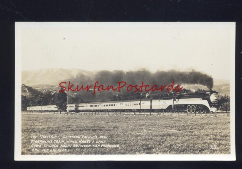 RPPC SOUTHERN PACIFIC RAILROAD STREAMLINER TRAIN DAYLIGHT REAL PHOTO POSTCARD