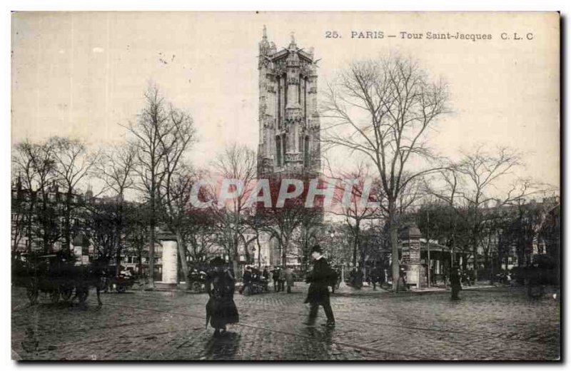 Old Postcard Paris Tour Saint Jacques