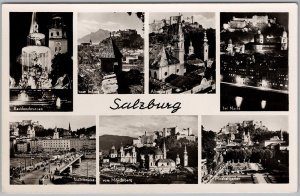 Cartão postal Salzburgo Áustria multi-visualização 1955 foto real fortaleza de Hohensalzburg H83-