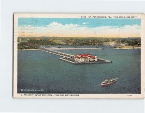 Postcard Airplane View Of Municipal Pier And Waterfront St. Petersburg FL USA