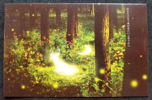 [AG] P429 Forest Moon Light Deer Wildlife Flower (postcard *glow in dark *New