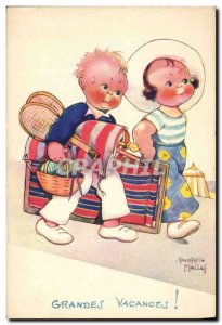 Old Postcard Fantasy Illustrator Child Beatrice Mallet Great Vacations