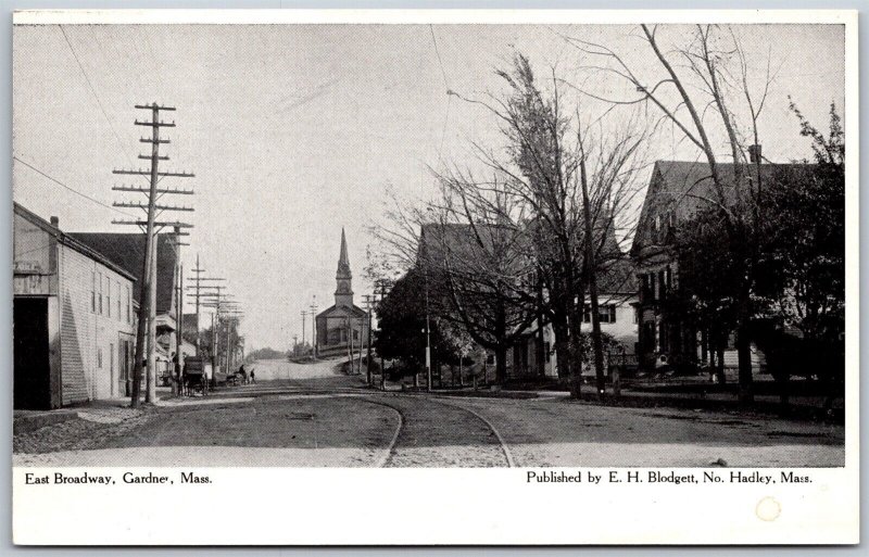 Vtg Gardner Massachusetts MA East Broadway Street View Dirt Road 1904 Postcard