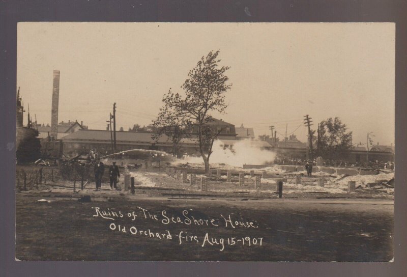 Old Orchard Beach MAINE RPPC 1907 FIRE Ruins DISASTER Seashore House Hotel Inn