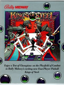 KINGS Of STEEL Pinball Machine FLYER Original Retro Promo Game Artwork 1984