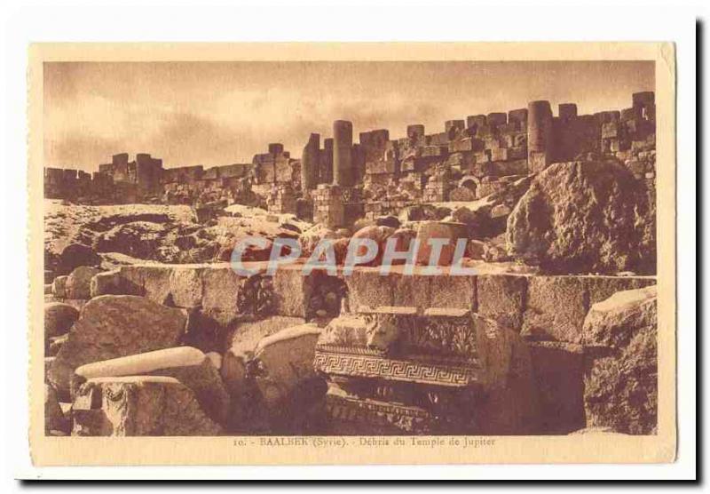 Baalbek Syria Old Postcard Debris Temple of Jupiter
