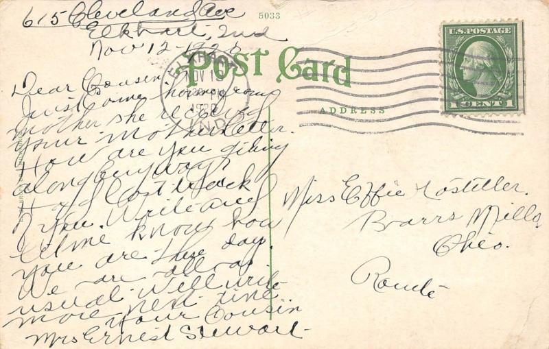 Elkhart Indiana 1920 Postcard High School