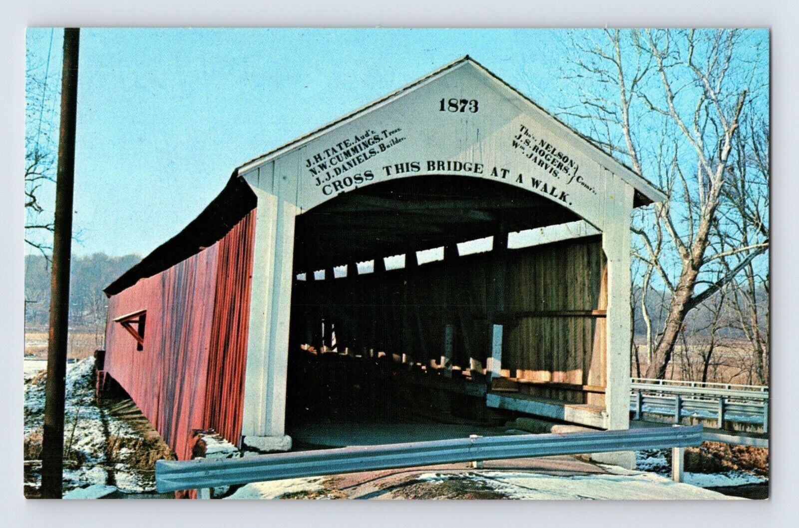 Postcard Indiana Mecca IN Covered Bridge Big Raccoon Creek 1970s