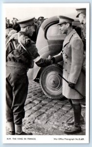 RPPC King George VI visits BEF FRANCE British Royalty War Office WWII Postcard