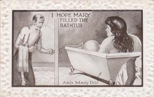 Humour Man Going Into Bathroom I Hope Mary Filled The Bathtub 1910