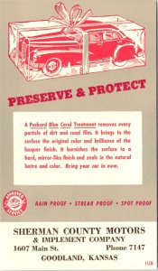 Packard Service Blue Coral Treatment Sherman Cty Motors Goodland KS Postcard