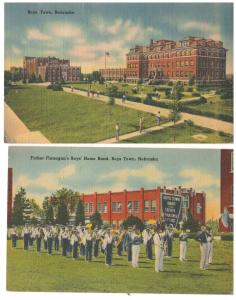 NEBRASKA BOYS TOWN CAMPUS & THE HOME BAND 1942 LOT of 2 POSTCARDS (4)