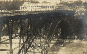 PC CPA US, NY, BRIDGE AT NIAGARA FALLS, VINTAGE REAL PHOTO POSTCARD (b6697)