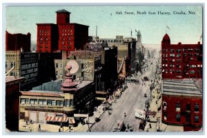 1910 Birds Eye View 16th Street North From Harney Omaha Nebraska Posted Postcard