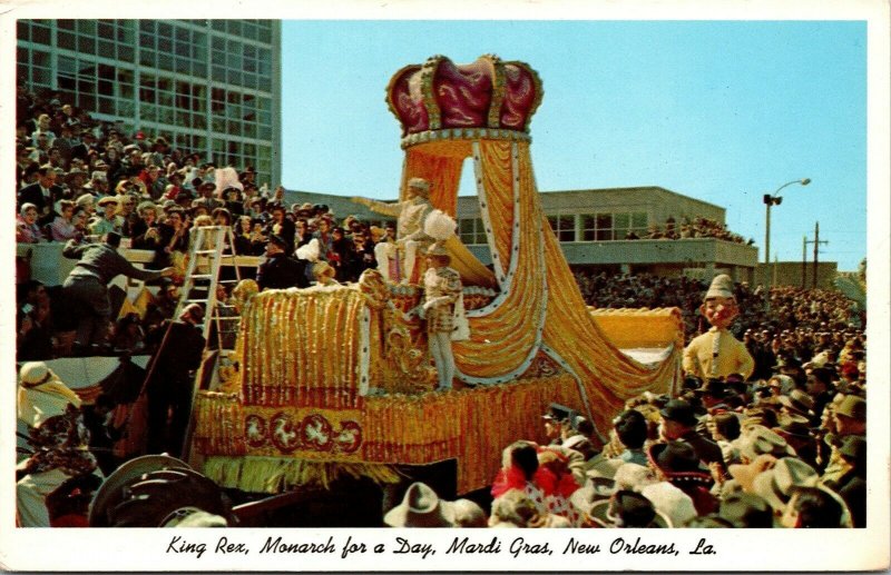 Vtg New Orleans Louisiana LA King Rex Monarch for Day Mardi Gras 1950s Postcard