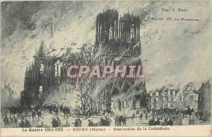 Old Postcard Reims Marne Cathedral of Destruction