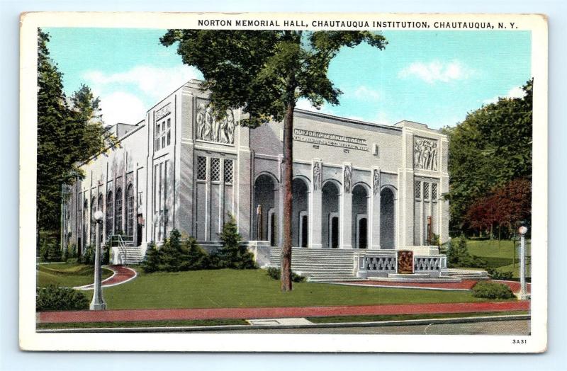 Postcard NY Chautauqua Norton Memorial Hall Chautauqua Institution I6