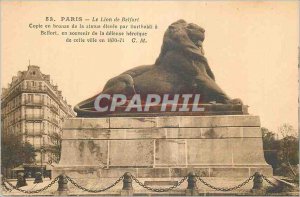 Postcard Old Paris The Lion of Belfort Copy Bronze Statue of Elevee by Bartol...