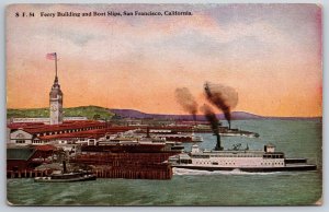 Ferry Building and Boat Slips San Francisco California CA UNP DB Postcard F17