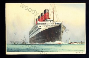 LS2470 - Cunard Liner - Aquitania - built 1914 - artist postcard