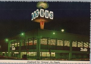 Greyhound Bus Station Los Angeles Thrifty Car Rental Continental Postcard-