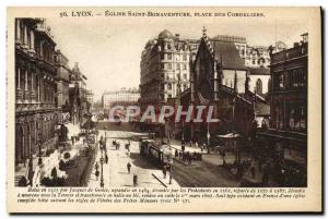 Old Postcard Lyon Eglise St Bonaventure Place Des Cordeliers Tramway