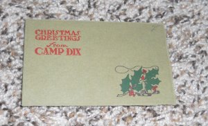 Vtg Christmas Greetings From Camp Fort Dix NJ New Jersey Gift Tag Military (H13)