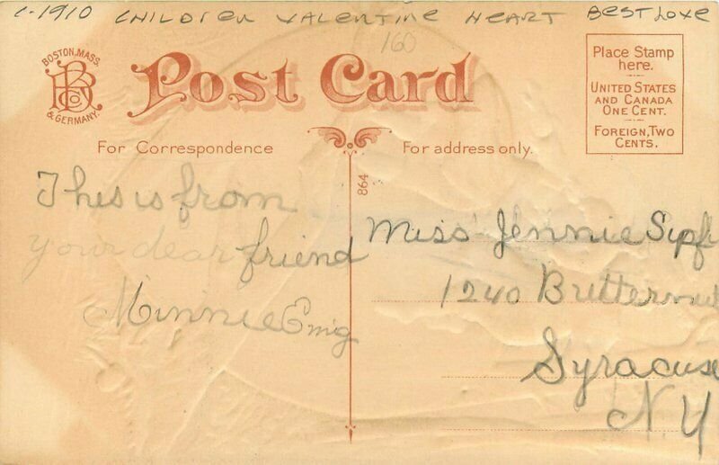 C-1910 Children's Valentine heart best love artist impression Postcard 22-2346