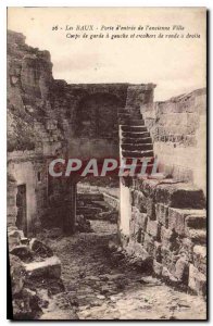 Old Postcard Les Baux front door of the old city guard left and righ round st...