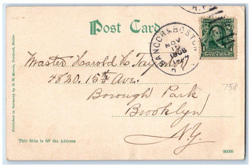 1906 Marine Brook Trout Portland Maryland MD Bancor & Boston RPO Postcard
