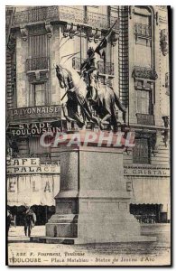 Old Postcard Toulouse Matabiau Place Jeanne d'Arc statue