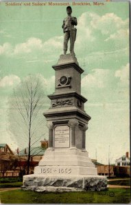 Soldiers and Sailors Monument, Brockton MA Civil War c1908 Vintage Postcard S47