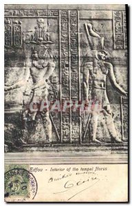 Old Postcard Egypt Egypt Edfu Interior of the Horus tempel