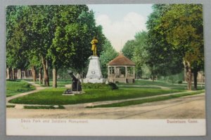 Davis Park & Soldiers Monument, Danielson CT Early UDB Postcard (#7237)