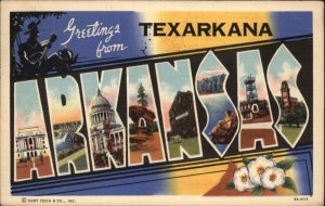 Texarkana Arkansas AR Large Letter Linen Singing Cowboy Vintage Postcard