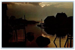 c1950's Twilight Peggy's Cove Nova Scotia Canada Vintage Unposted Postcard